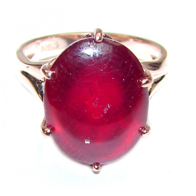 Genuine 14ct Ruby 18K yellow Gold over .925 Sterling Silver handmade Cocktail Ring s. 5 3/4