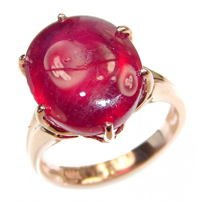 Genuine 14ct Ruby 18K yellow Gold over .925 Sterling Silver handmade Cocktail Ring s. 5 3/4