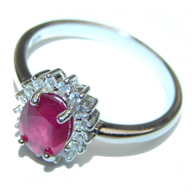 Luxurious Genuine Ruby .925 Sterling Silver handcrafted Statement Ring size 6 1/4
