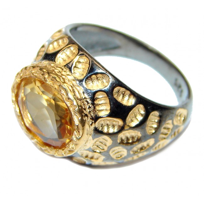 Vintage Style Citrine Gold over .925 Sterling Silver handmade Cocktail Ring s. 7