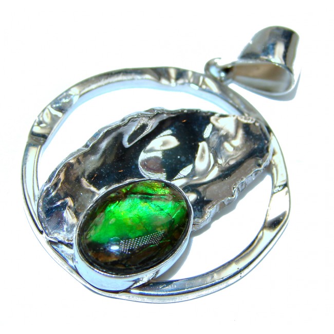 Green Ammolite .925 Sterling Silver handcrafted Pendant
