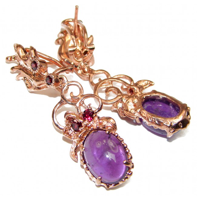 Nature Inspired Authentic Amethyst 14K Gold over .925 Sterling Silver handmade earrings