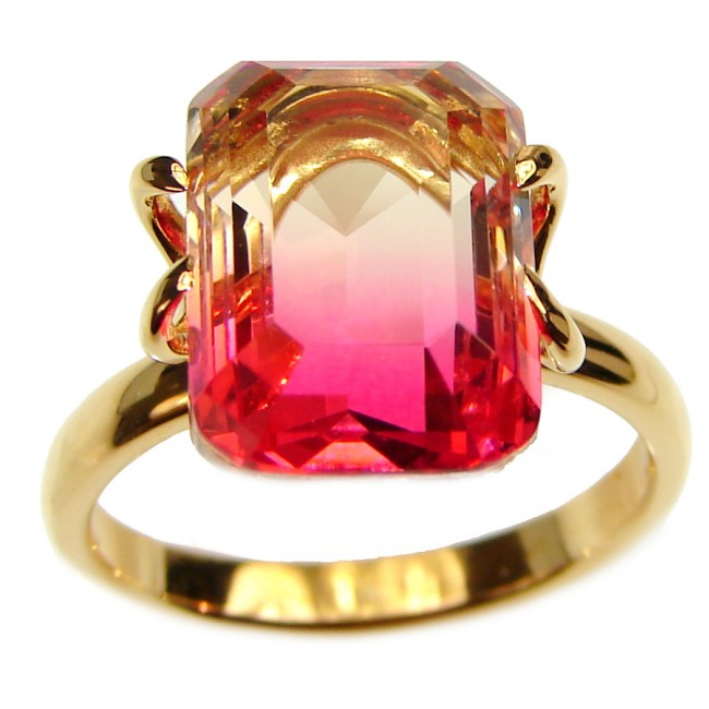 Top Quality Pink Tourmaline Gold over .925 Sterling Silver handcrafted Ring s. 7 1/4