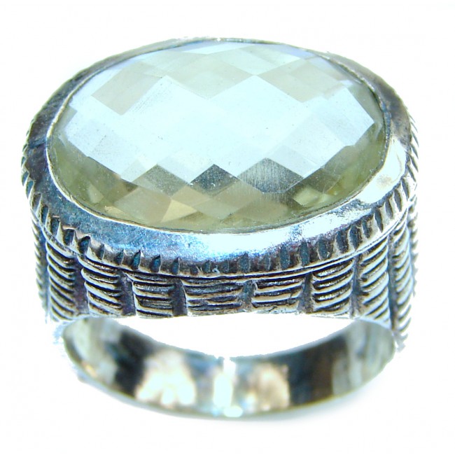 Vintage Style Citrine .925 Sterling Silver handmade Cocktail Ring s. 8 3/4