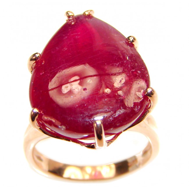Genuine 26.3ct Ruby 18K yellow Gold over .925 Sterling Silver handmade Cocktail Ring s. 5 3/4