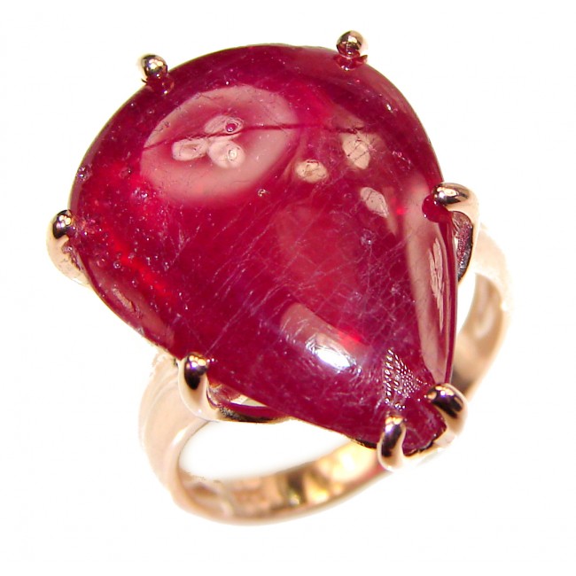 Genuine 26.3ct Ruby 18K yellow Gold over .925 Sterling Silver handmade Cocktail Ring s. 5 3/4