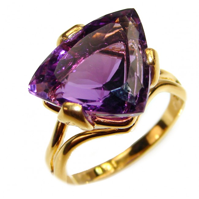 Authentic Trillion cut 25ctw Amethyst gold over .925 Sterling Silver brilliantly handcrafted ring s. 9