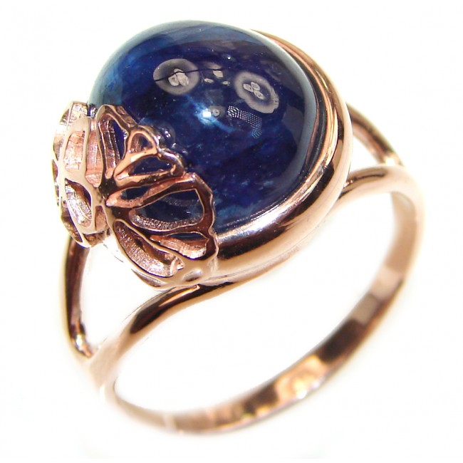 Genuine 22ct Sapphire 18K yellow Gold over .925 Sterling Silver handmade Cocktail Ring s. 10 3/4
