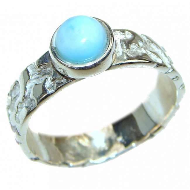 Aqua Natural Dominican Republic Larimar .925 Sterling Silver handcrafted Ring s. 9 1/4