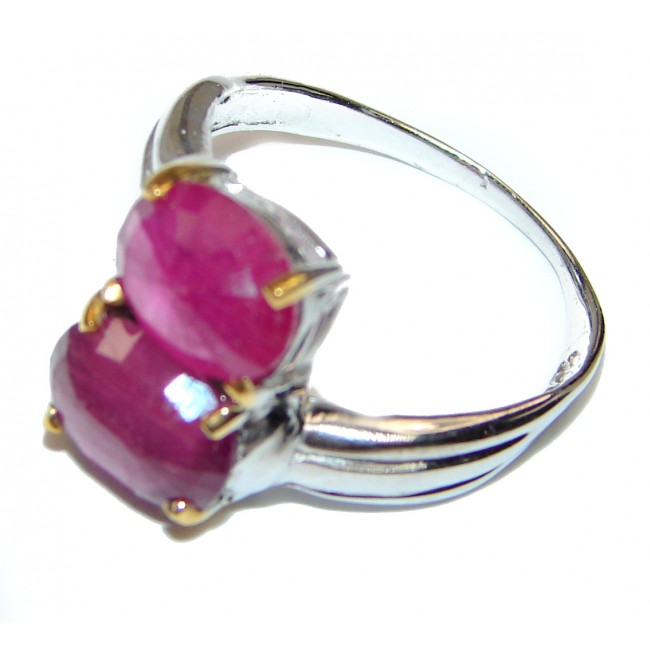 Genuine Ruby .925 Sterling Silver handcrafted Statement Ring size 7 3/4