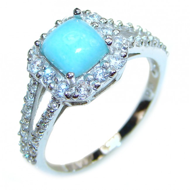 Aqua Natural Dominican Republic Larimar .925 Sterling Silver handcrafted Ring s. 7 1/4