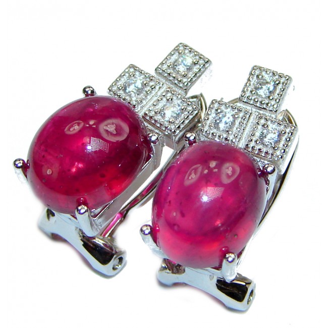Stunning 6.9ctw Authentic Ruby .925 Sterling Silver handmade earrings