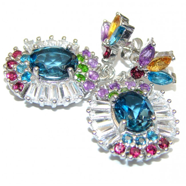 Sublime London Blue Topaz Sterling Silver handmade earrings