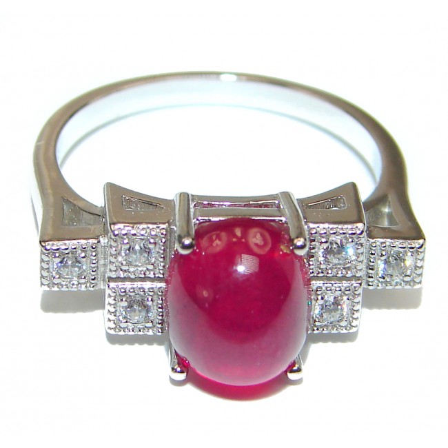 Genuine Ruby .925 Sterling Silver handcrafted Statement Ring size 9
