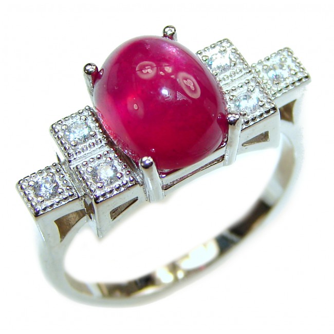 Genuine Ruby .925 Sterling Silver handcrafted Statement Ring size 9