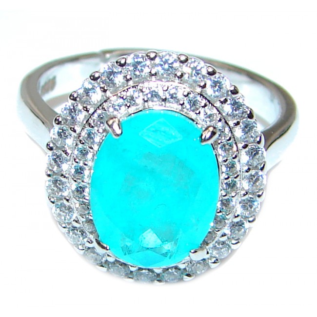 Pear Cut Paraiba Tourmaline .925 Sterling Silver handcrafted Statement Ring size 6