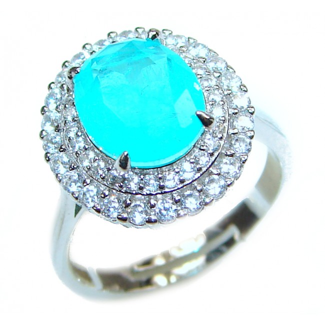 Pear Cut Paraiba Tourmaline .925 Sterling Silver handcrafted Statement Ring size 6