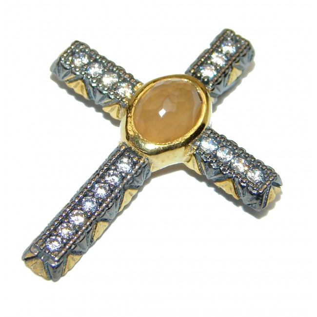 Precious Citrine Sterling Silver Pendant / Cross