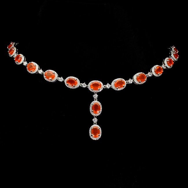Master Piece genuine Mexican Opals .925 Sterling Silver brilliantly handcrafted necklace