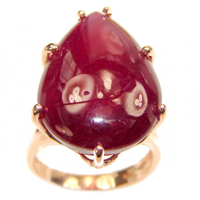Genuine 26.3ct Ruby 18K yellow Gold over .925 Sterling Silver handmade Cocktail Ring s. 6