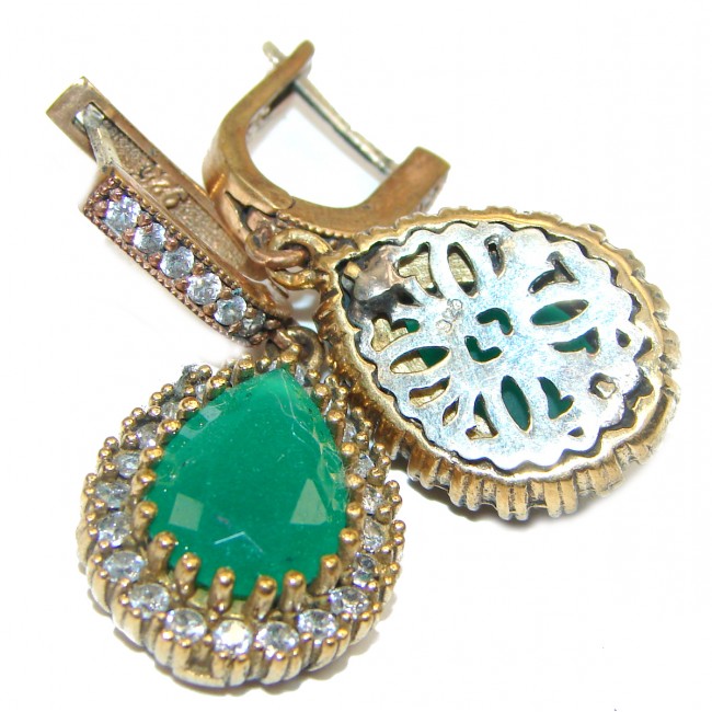 Vintage Beauty Emerald Blister Pearl .925 Sterling Silver handmade Earrings