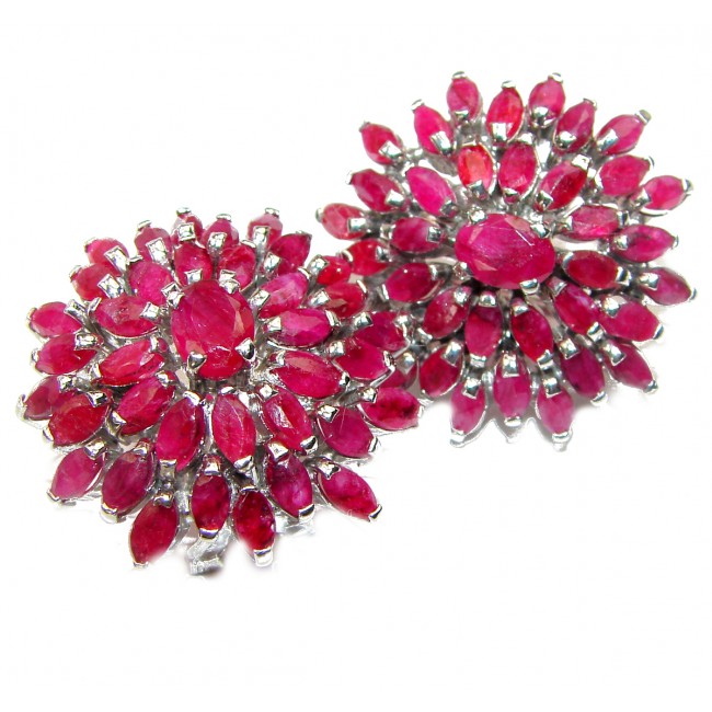 Stunning Huge Authentic Kashmir Ruby .925 Sterling Silver handmade earrings