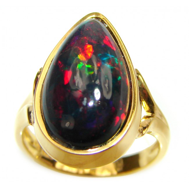 22.5ctw Genuine Black Opal 18K Gold over .925 Sterling Silver handmade Ring size 7