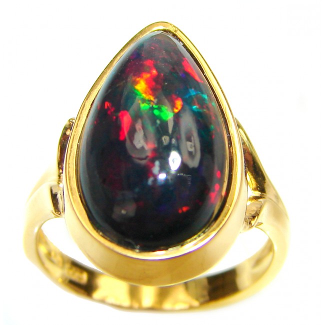 22.5ctw Genuine Black Opal 18K Gold over .925 Sterling Silver handmade Ring size 7