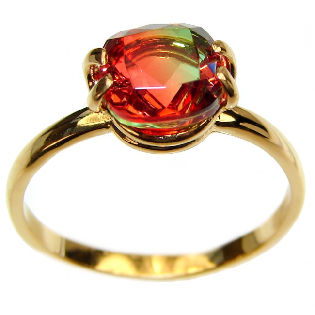 4.8 Watermelon Tourmaline .925 Sterling Silver handcrafted Statement Ring size 9