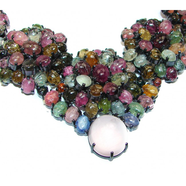 Dolce Vita HUGE authentic Brazilian Watermelon Tourmaline .925 Sterling Silver handcrafted necklace
