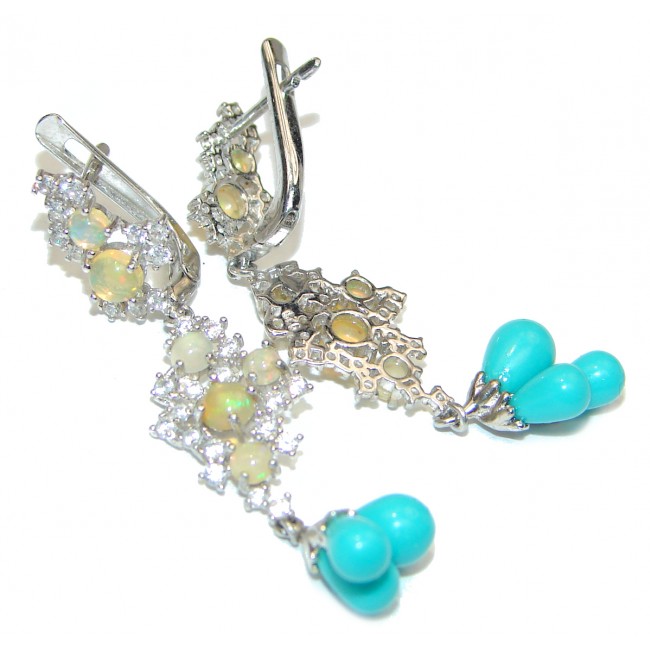Genuine Sleeping Beauty Turquoise Opal .925 Sterling Silver handcrafted Earrings