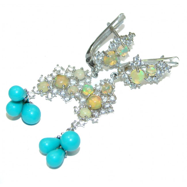 Genuine Sleeping Beauty Turquoise Opal .925 Sterling Silver handcrafted Earrings