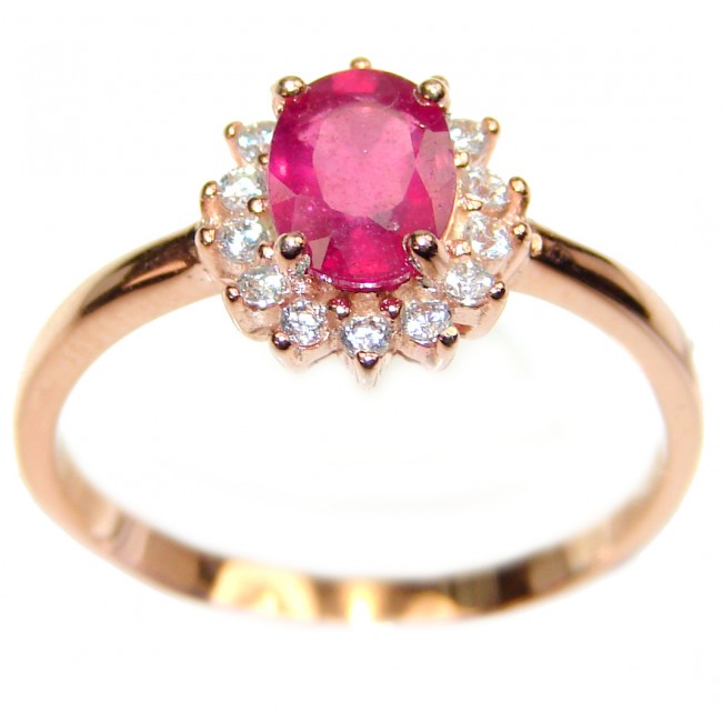Luxurious Genuine Ruby .925 Sterling Silver handcrafted Statement Ring size 7 1/4