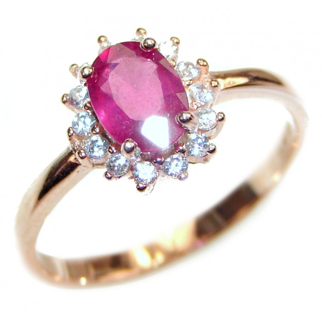 Luxurious Genuine Ruby .925 Sterling Silver handcrafted Statement Ring size 7 1/4