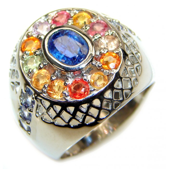 Blue Perfection Kyanite multicolor Sapphire .925 Sterling Silver Ring size 8 1/2