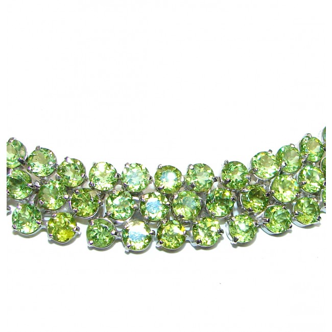 Melissa LARGE Great Masterpiece genuine Peridot .925 Sterling Silver handmade necklace