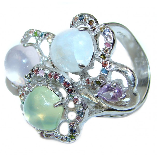 Sublime Authentic 41ctw Multigem .925 Sterling Silver brilliantly handcrafted ring s. 9
