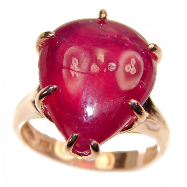 Genuine 26.3ct Ruby 18K yellow Gold over .925 Sterling Silver handmade Cocktail Ring s. 6