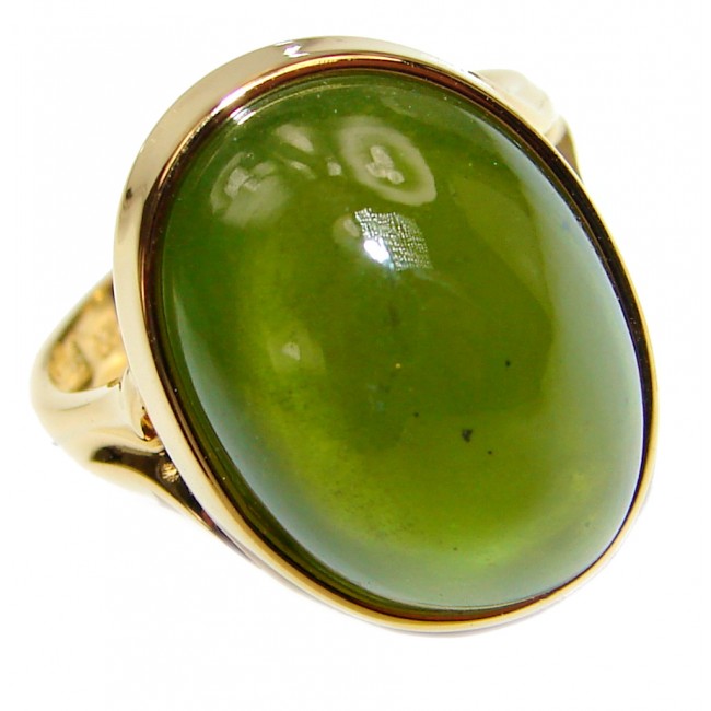 Authentic 20ct Green Tourmaline Yellow gold over .925 Sterling Silver brilliantly handcrafted ring s. 8