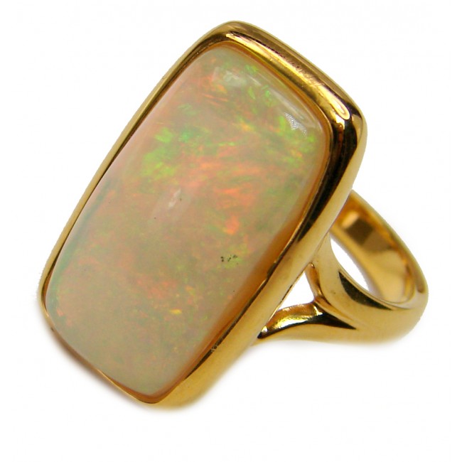 EVOLUTIONARY WONDER Genuine Ethiopian Opal 18K Gold over .925 Sterling Silver handmade Ring size 6 3/4
