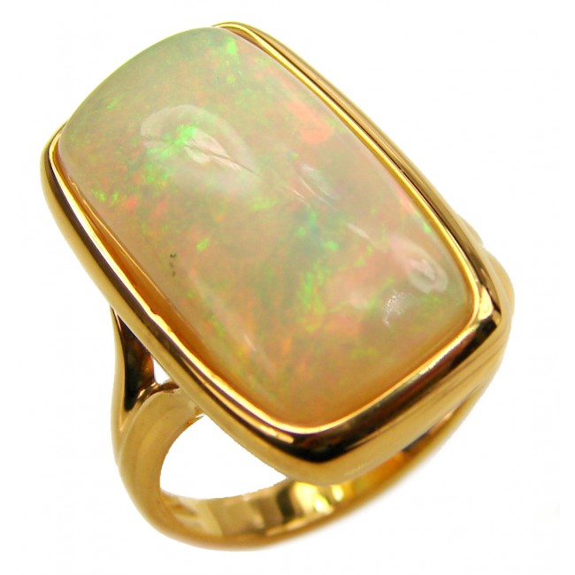 EVOLUTIONARY WONDER Genuine Ethiopian Opal 18K Gold over .925 Sterling Silver handmade Ring size 6 3/4