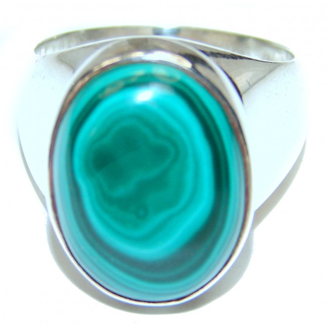 Natural Sublime quality Malachite .925 Sterling Silver handcrafted ring size 8 3/4