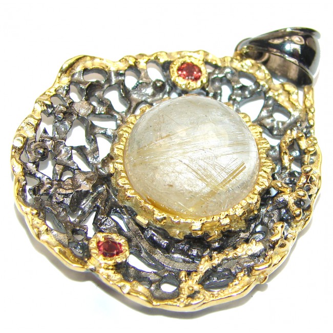 Himalayan Treasure Golden Rutilated Quartz .925 Sterling Silver Pendant