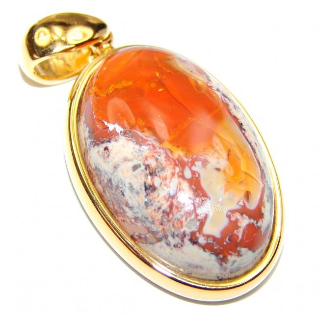 Unique Design Natural Mexican Fire Opal .925 Sterling Silver handmade Pendant