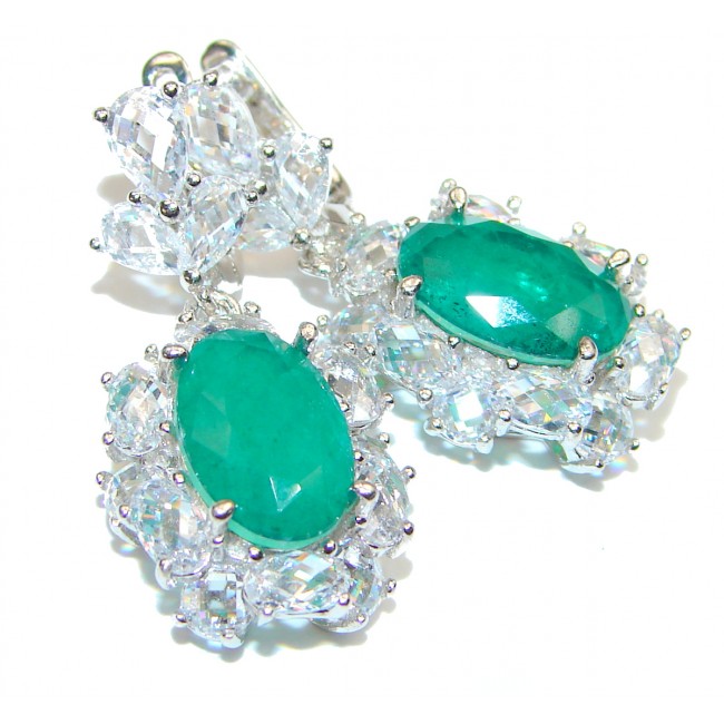 14.2ctw Emerald .925 Sterling Silver .925 Sterling Silver handmade earrings