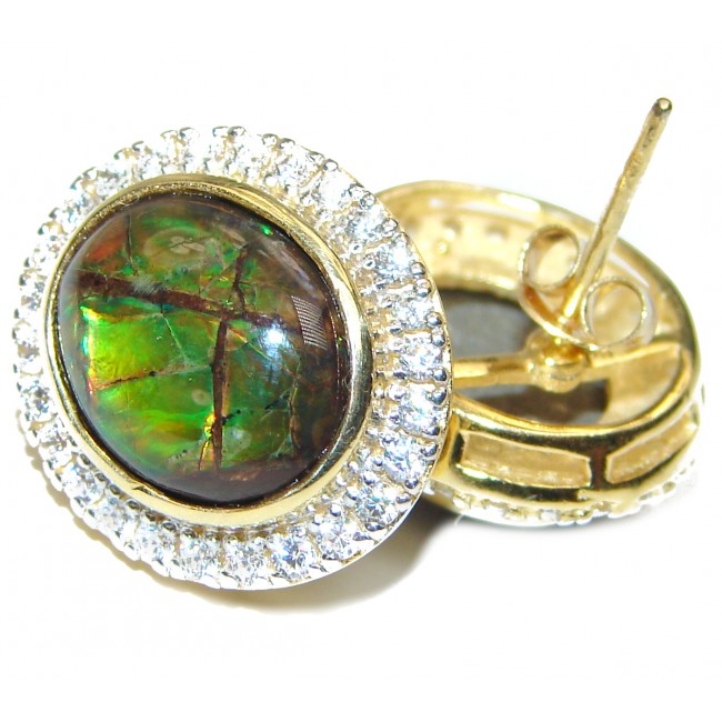 Incredible Canadian Fire Ammolite Chrome Diopside .925 Sterling Silver handmade earrings