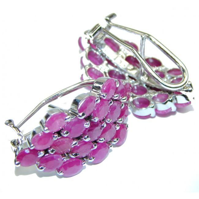 Stunning Huge Authentic Kashmir Ruby .925 Sterling Silver handmade earrings