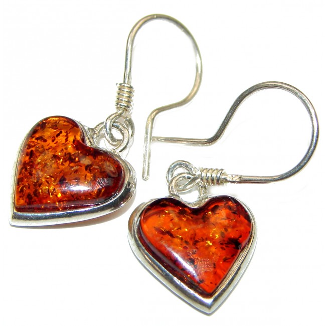 My heart Polish Amber Sterling Silver earrings