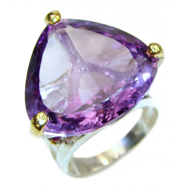 Purple Perfection 55ctw Amethyst 2 tones .925 Sterling Silver Ring size 8