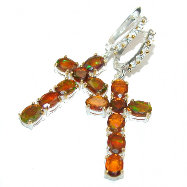 Holy Cross Design authentic Mexican Opal .925 Sterling Silver handcrafted earrings